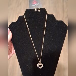 Paparazzi Gold Heart Necklace with Crystal Accents